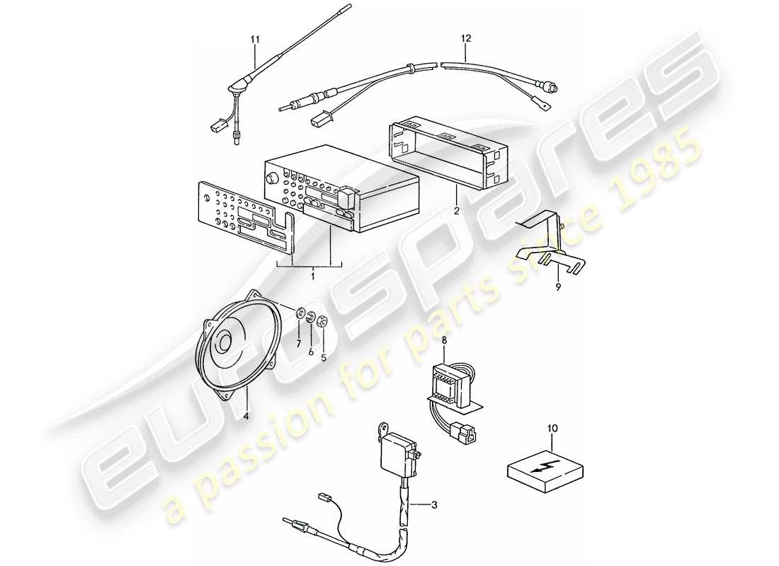 porsche 1990 (928) radio unit - installation parts part diagram