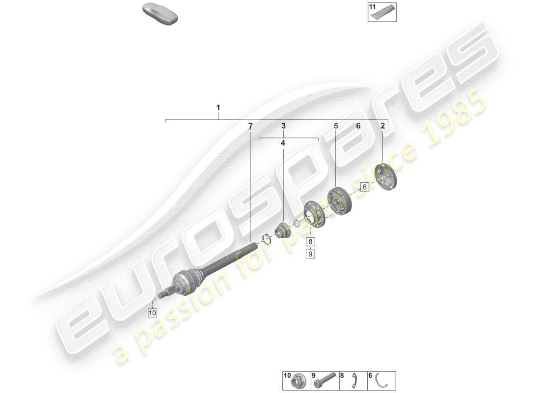 porsche 2019 (992-1) drive shaft parts diagram