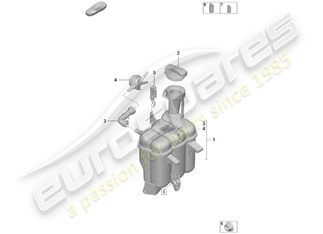 porsche 2019 (992-1) coolant expansion tank parts diagram