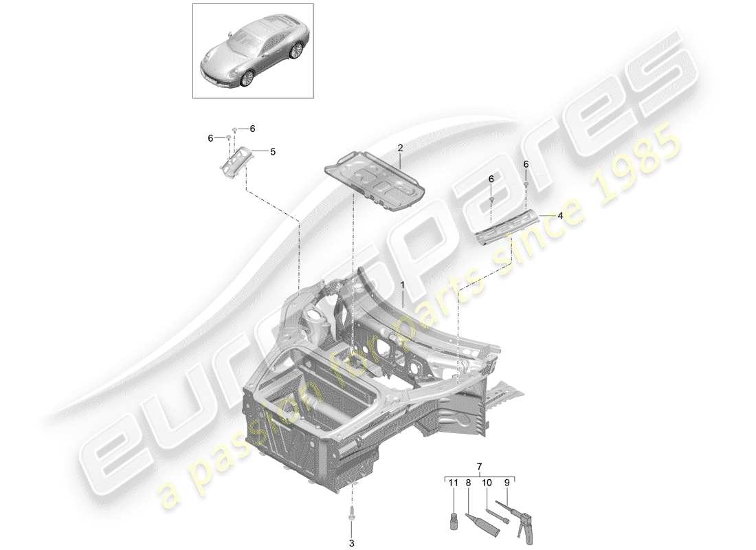 porsche 2019 (991-2) front end part diagram