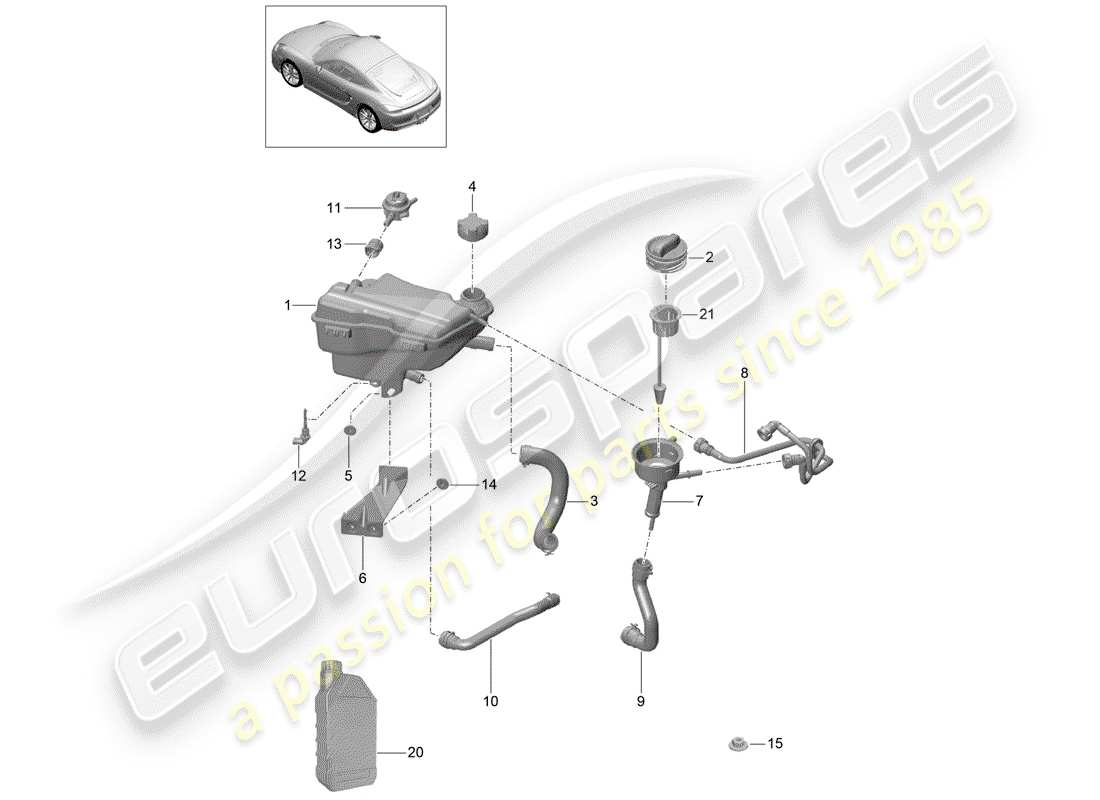 porsche 2014 (981 cayman) water cooling 3 parts diagram
