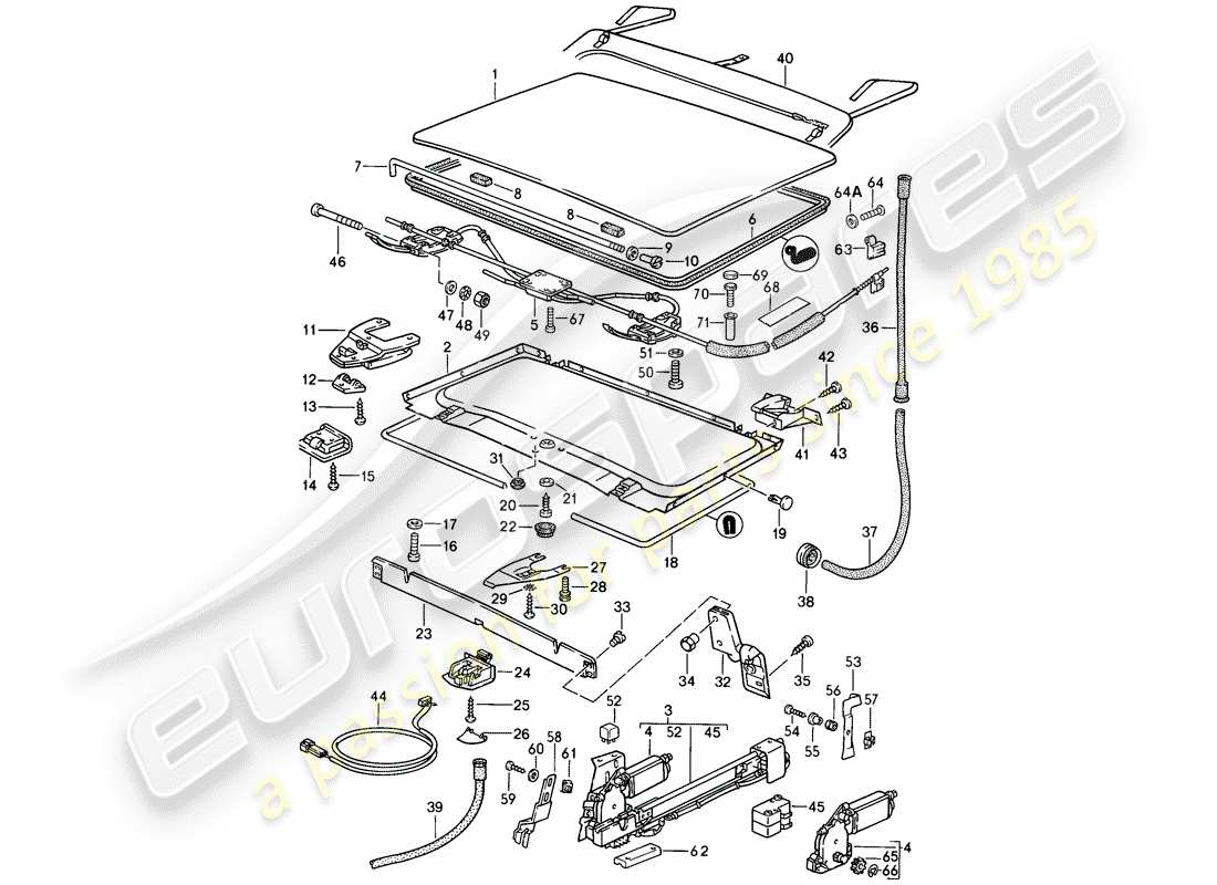 porsche 1986 (944) lifting roof parts diagram