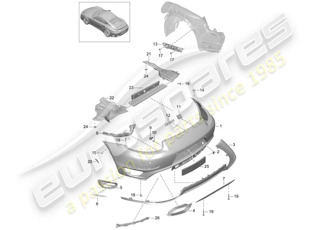 porsche 2014 (991-1 turbo) bumper part diagram