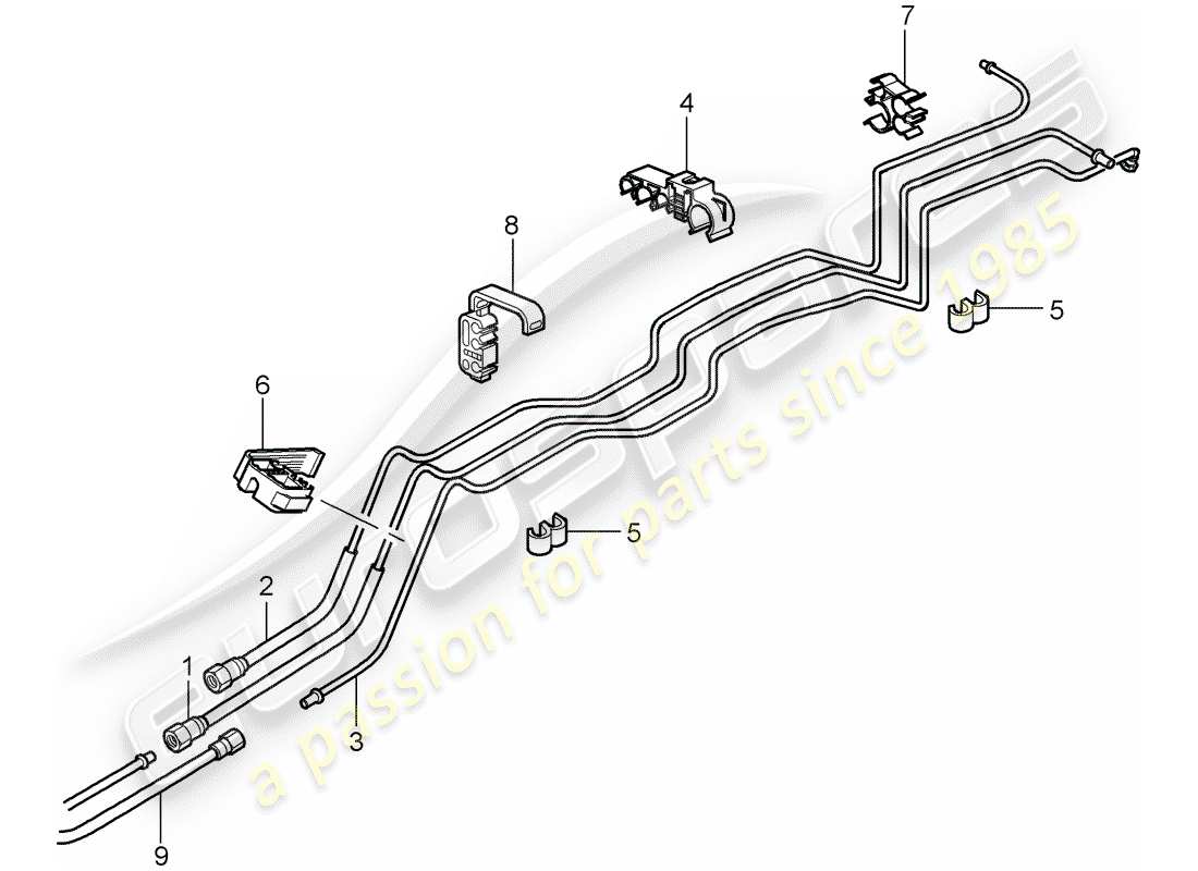 porsche 997 t/gt2 (2008) fuel system part diagram