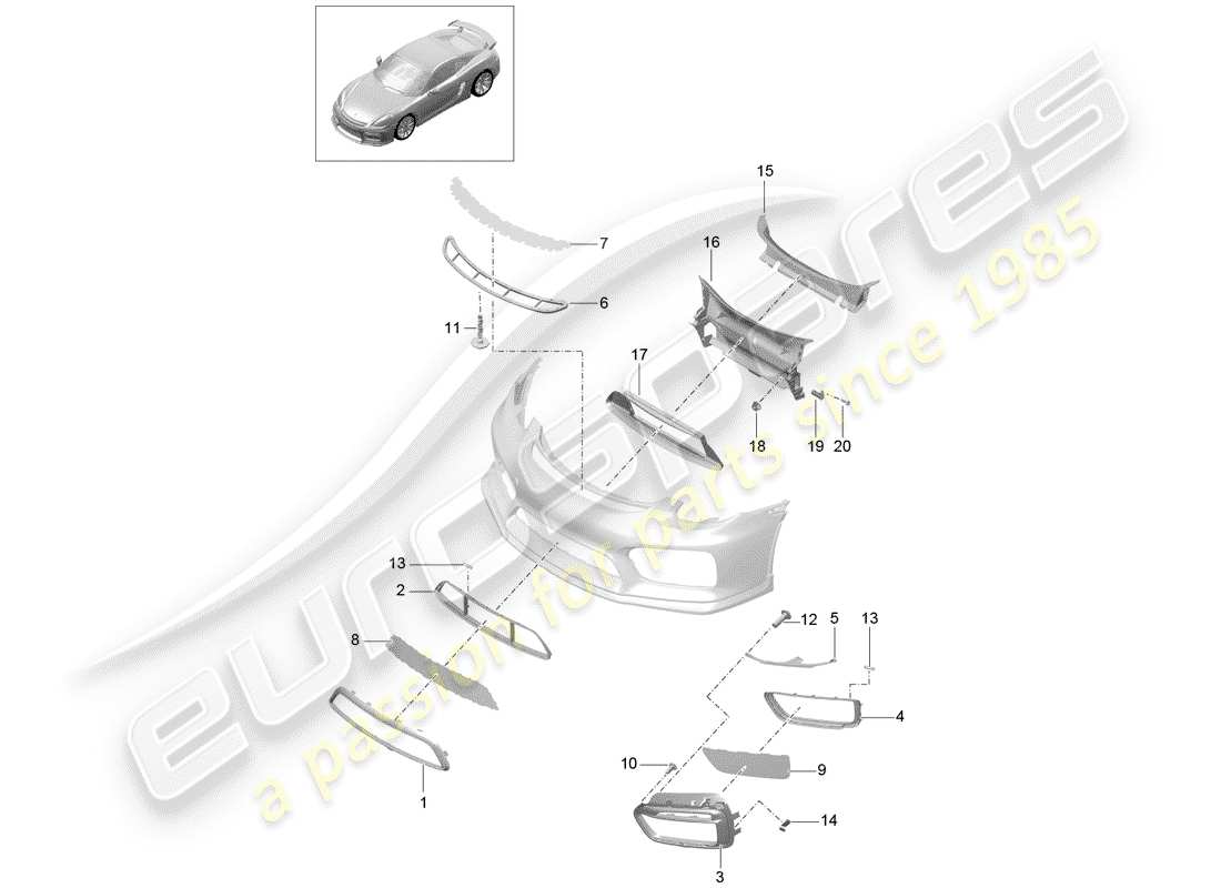 porsche 2016 (981 cayman gt4) bumper part diagram
