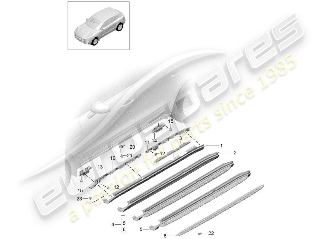 porsche 2014 (macan) trims parts diagram