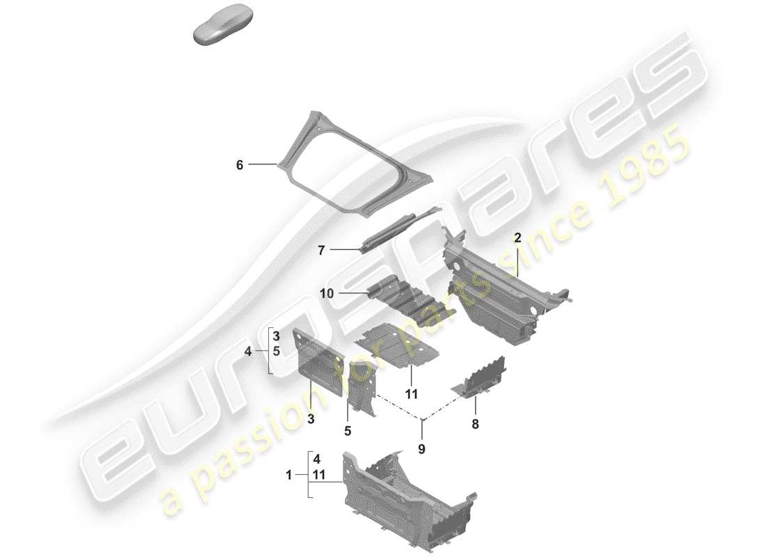 porsche 2020 (992-1) front end part diagram
