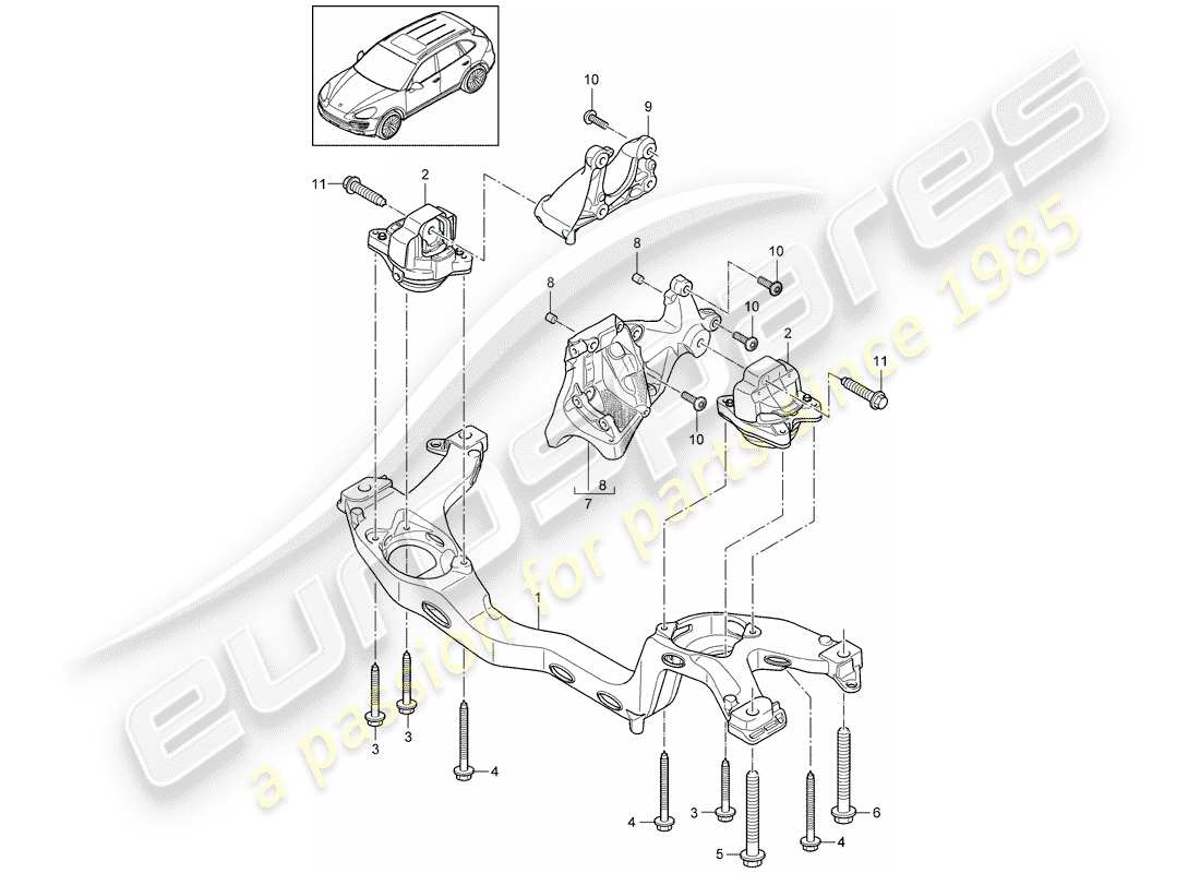 porsche 2011 (cayenne e2 92a) engine lifting tackle part diagram