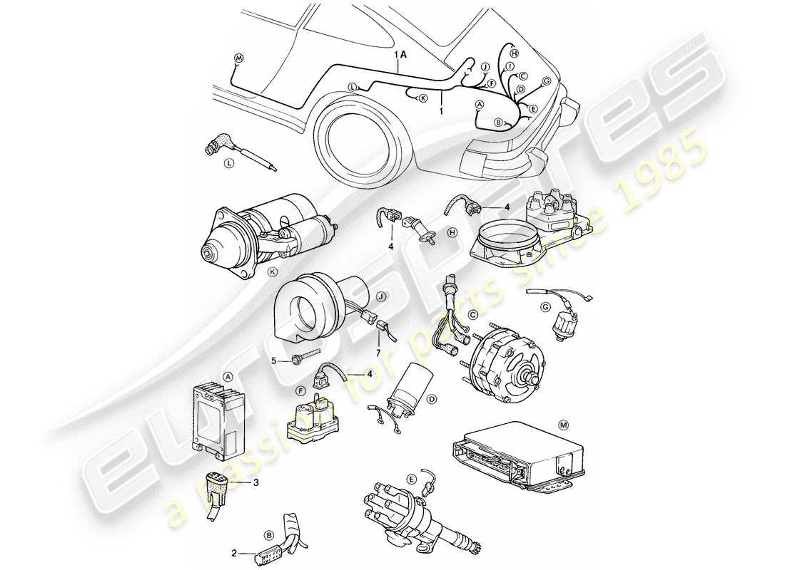 porsche 911 (1985) wiring harnesses - engine part diagram