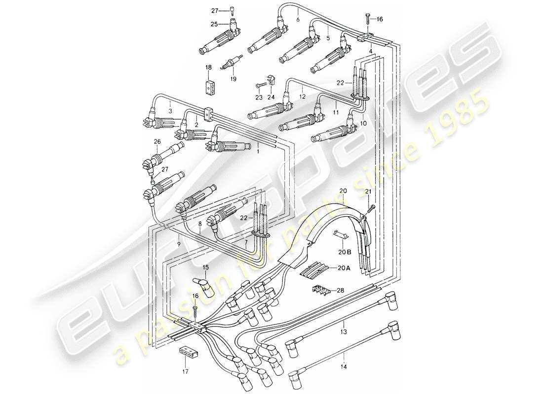 porsche 1990 (964) engine electrics 2 part diagram