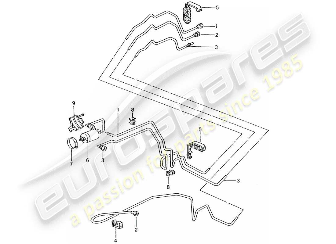porsche 2003 (996 gt3) fuel system parts diagram