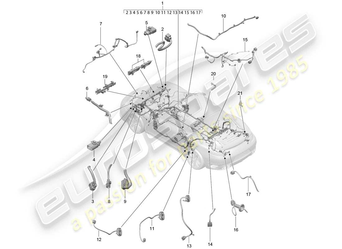 porsche 2015 (991-1 turbo) wiring harnesses part diagram