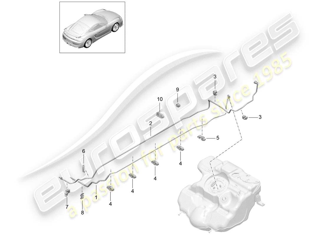 porsche 2016 (981 cayman gt4) fuel system part diagram