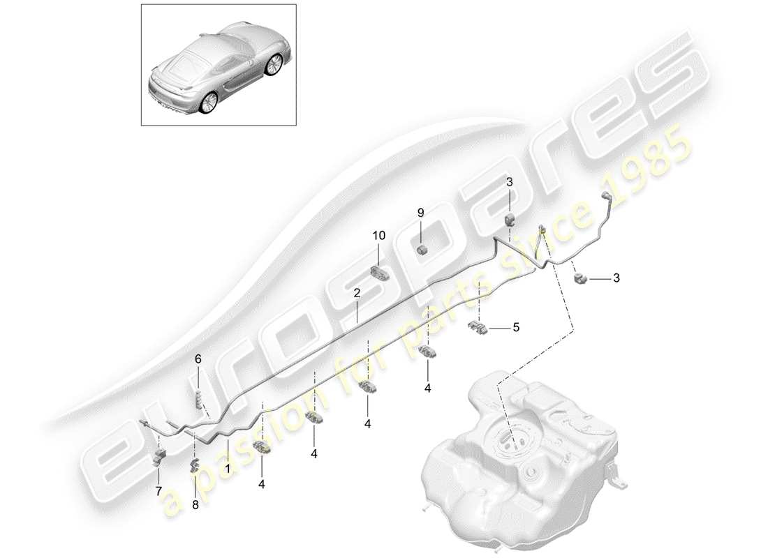porsche cayman gt4 (2016) fuel system parts diagram