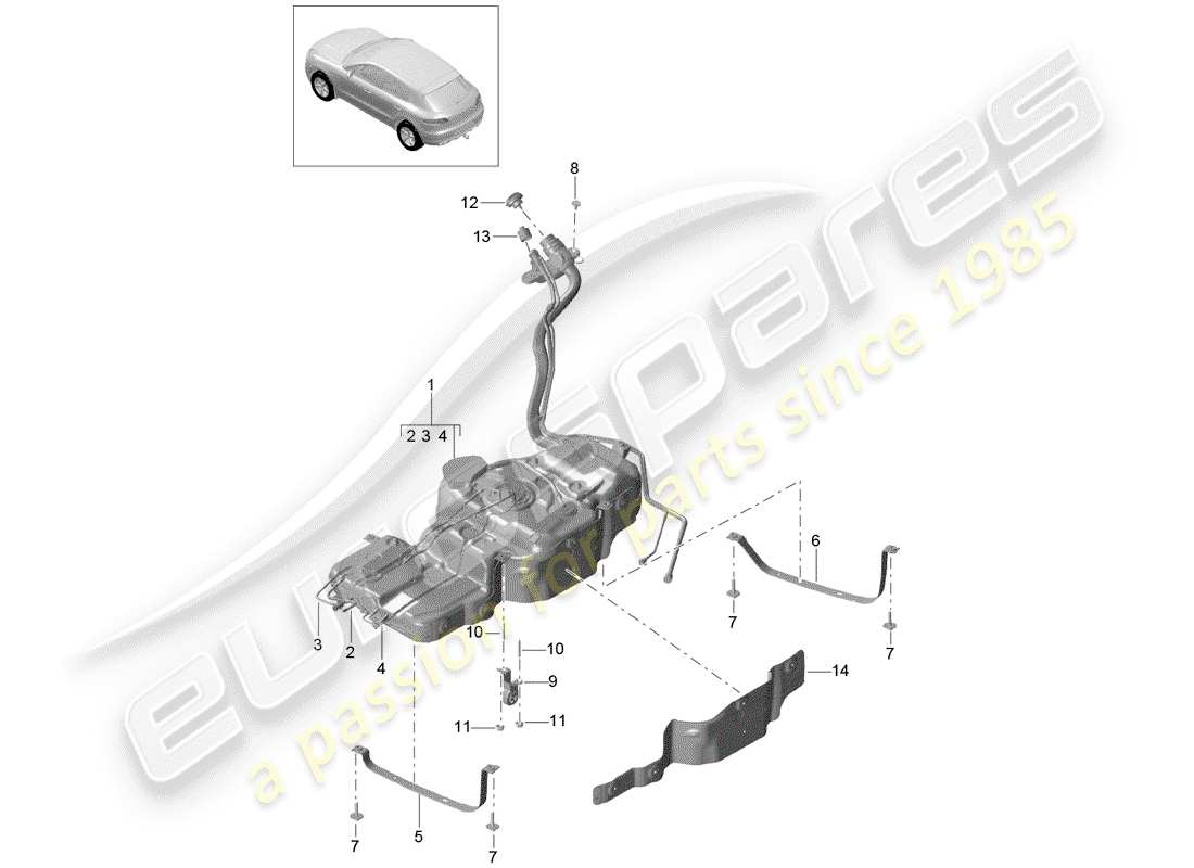 porsche macan (2017) fuel tank with parts diagram