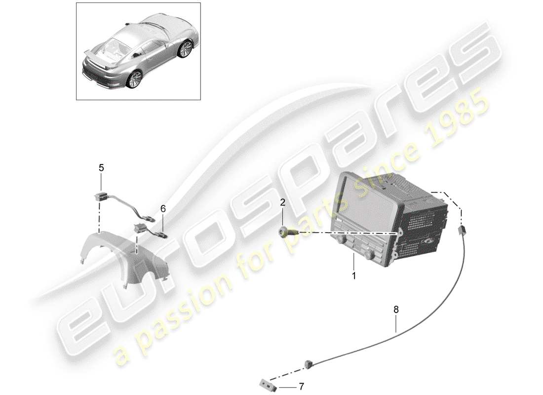 porsche 2018 (991-2 r/gt3/rs) operating unit part diagram