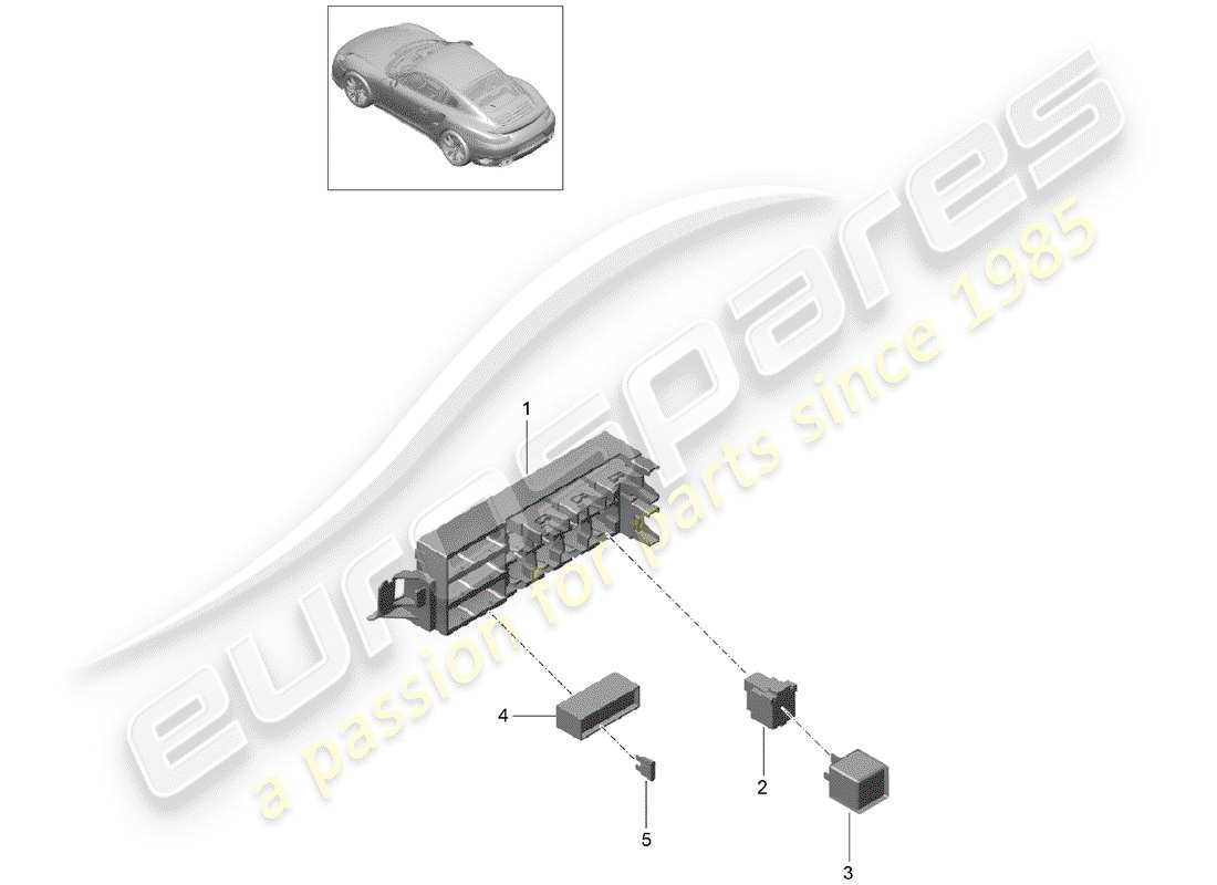 porsche 991 turbo (2014) fuse box/relay plate part diagram