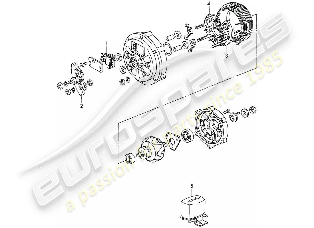 porsche 1966 (911/912) alternator - 490/900 w - d >> - mj 1968 part diagram
