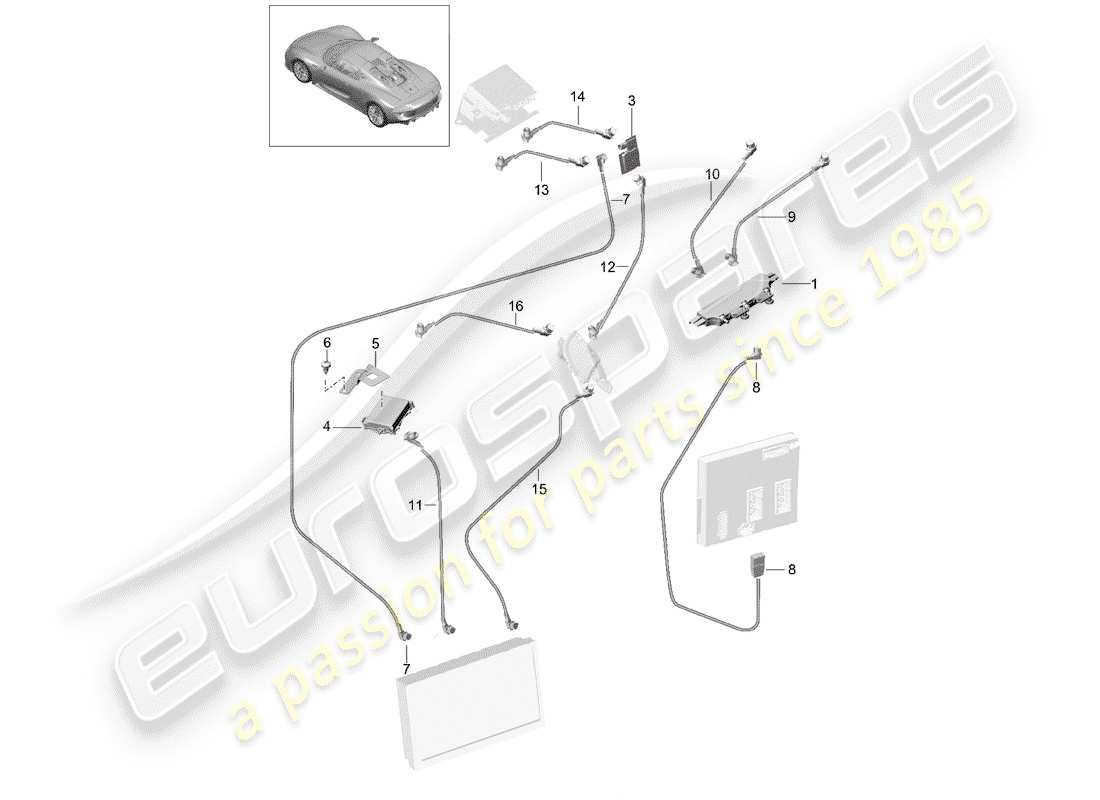 porsche 918 spyder (2015) antenna booster part diagram