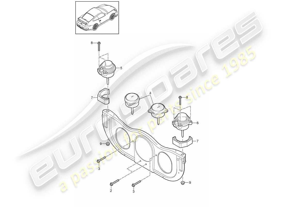 porsche 2011 (997-2 gt3) engine suspension parts diagram