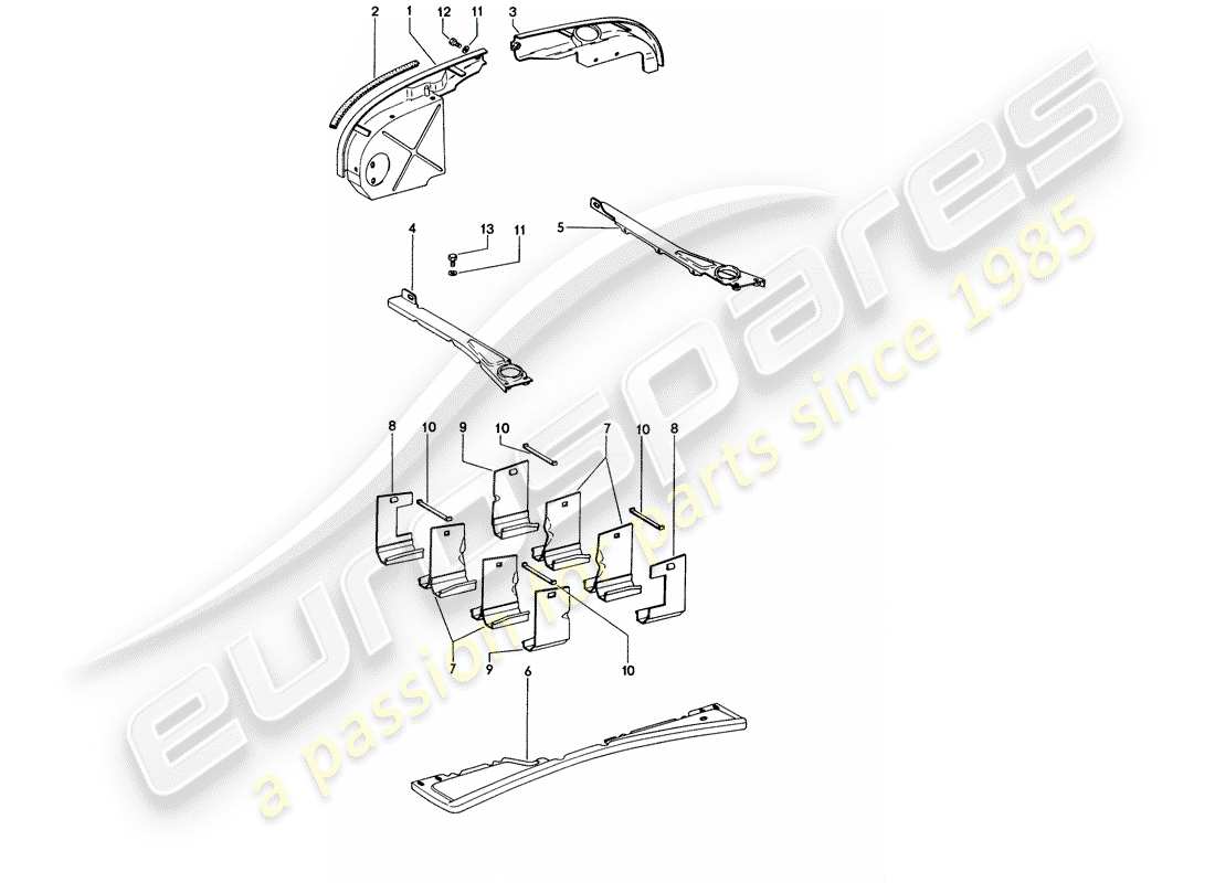 porsche 1976 (914) engine cover - air duct part diagram