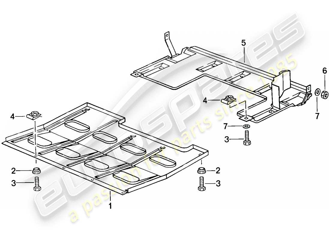 porsche 1986 (944) underside protection parts diagram