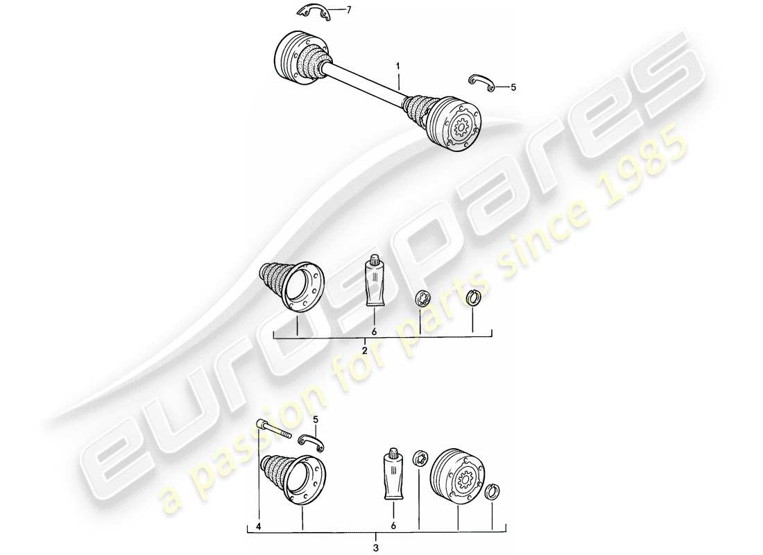 porsche 1986 (944) drive shaft part diagram