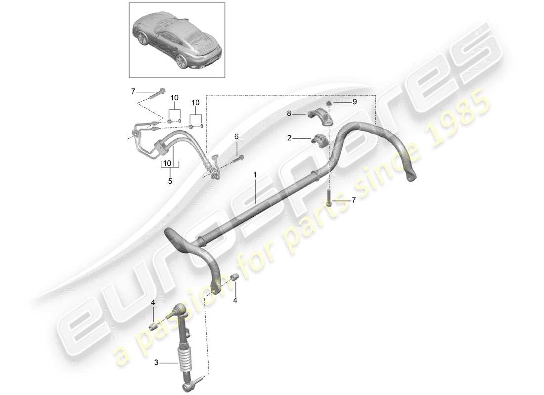 porsche 991 turbo (2015) stabilizer parts diagram