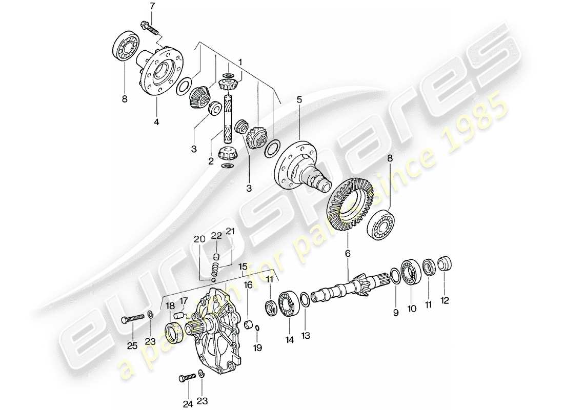 porsche 1981 (924) differential - automatic transmission part diagram