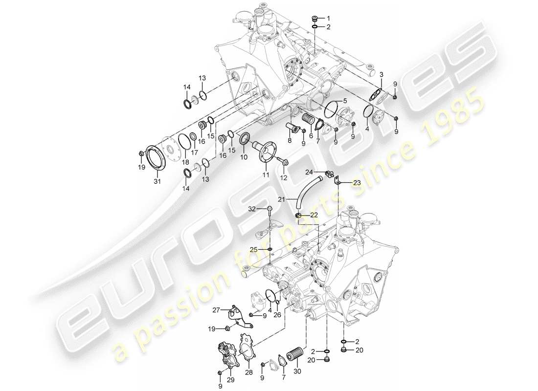 porsche 2004 (carrera gt) transmission case part diagram