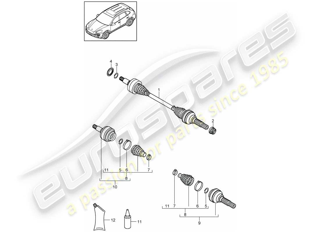 porsche 2013 (cayenne e2 92a) drive shaft parts diagram
