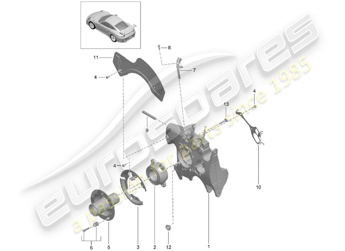 porsche 2017 (991-2 turbo) wheel carrier part diagram