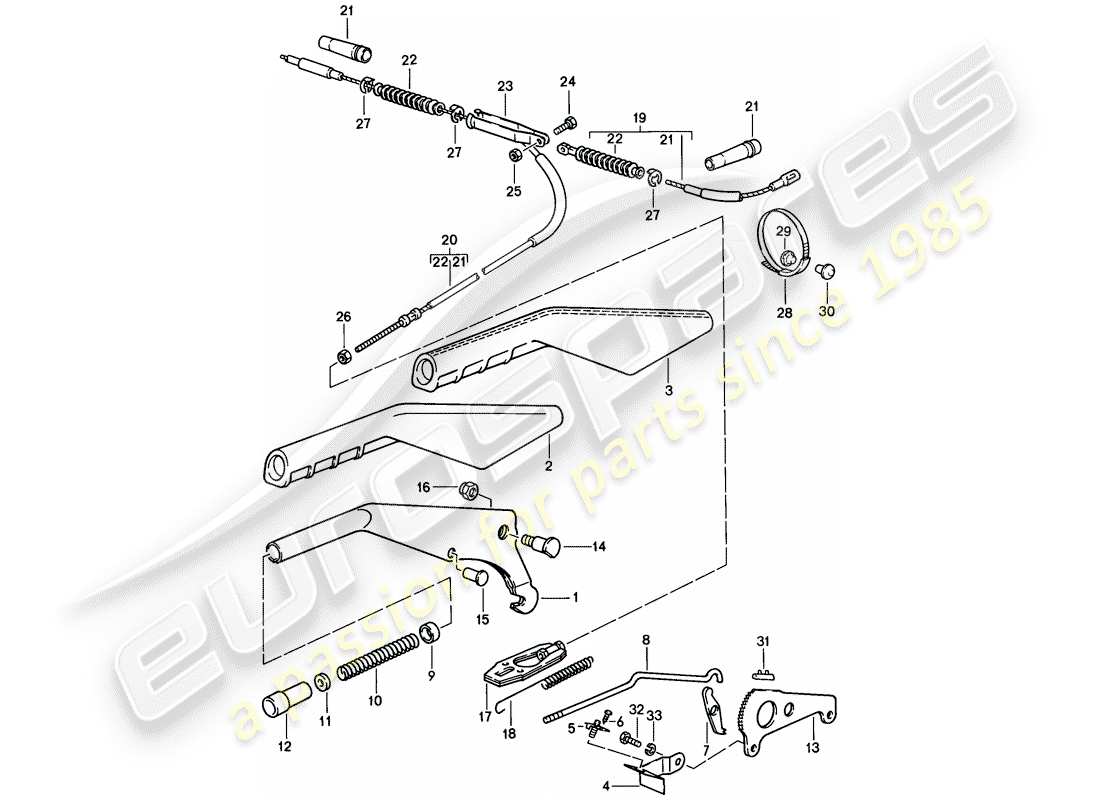 porsche 1986 (944) hand brake lever parts diagram