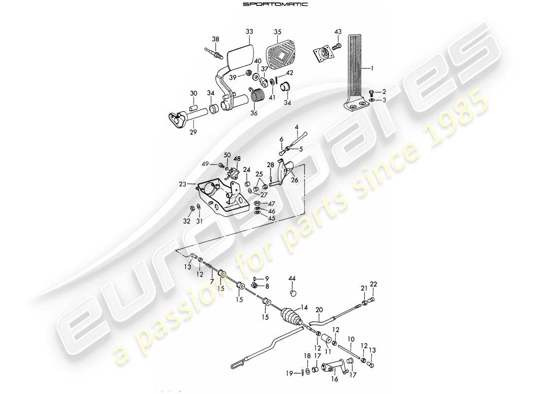 porsche 1966 (911/912) pedals part diagram