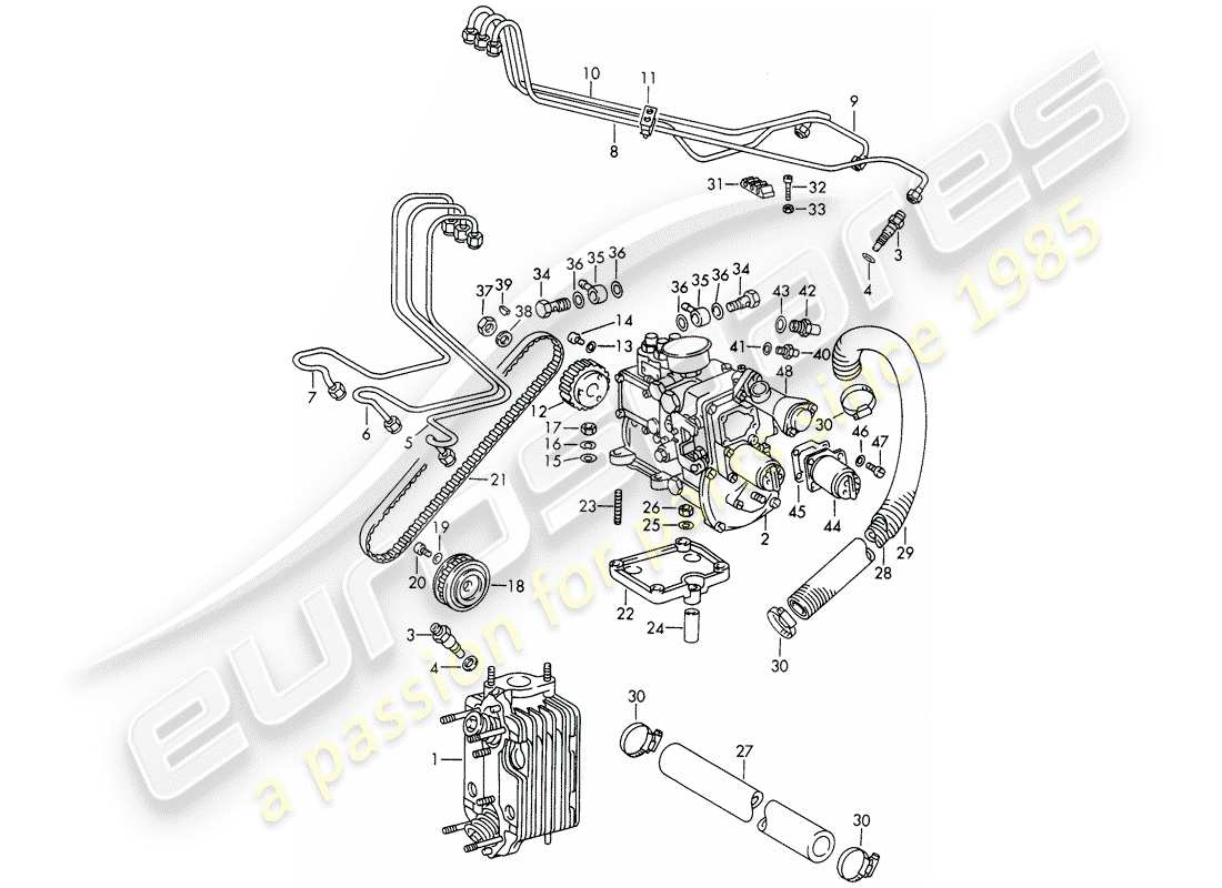 porsche 1966 (911/912) injection system - cylinder head - and - injection pump - d - mj 1969>> part diagram