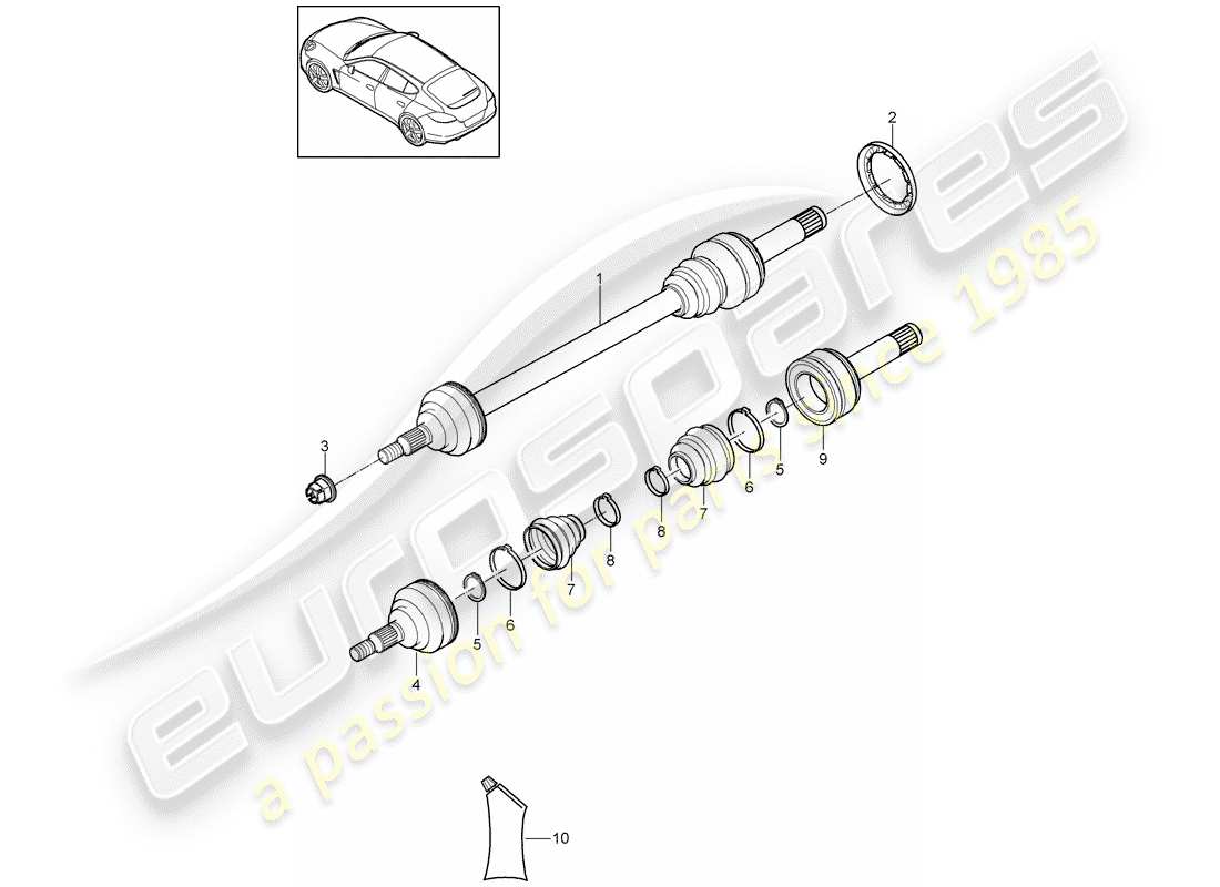 porsche panamera 970 (2012) drive shaft parts diagram