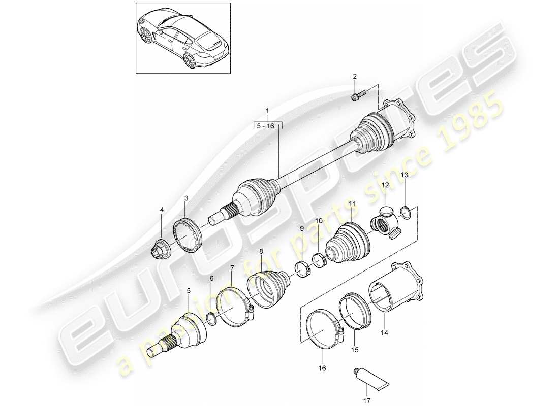 porsche 2016 (panamera 970) drive shaft parts diagram