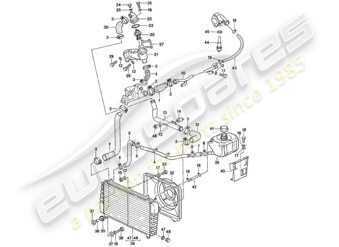 porsche 1976 (924) water cooling parts diagram