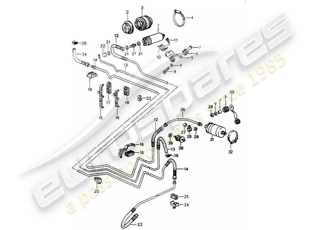 porsche 1990 (964) fuel system parts diagram
