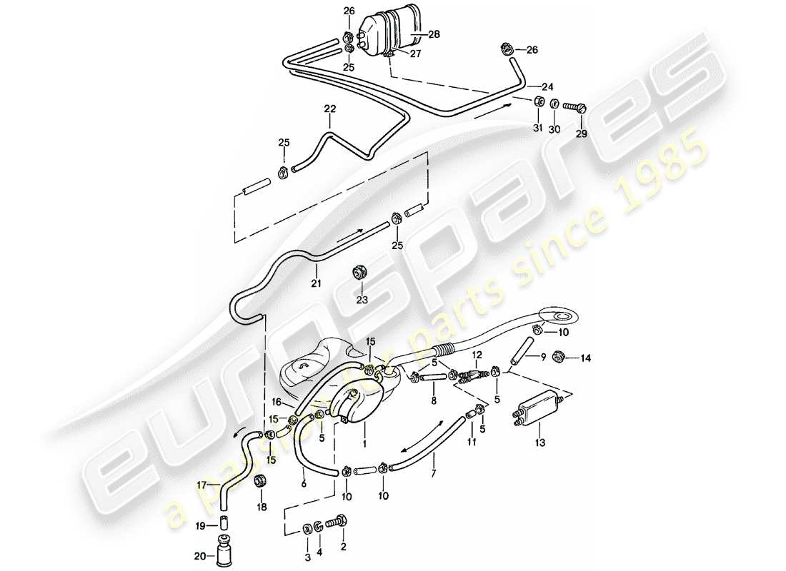 porsche 1982 (911) tank ventilation part diagram