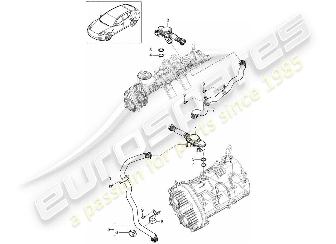 porsche 2016 (panamera 970) crankcase parts diagram