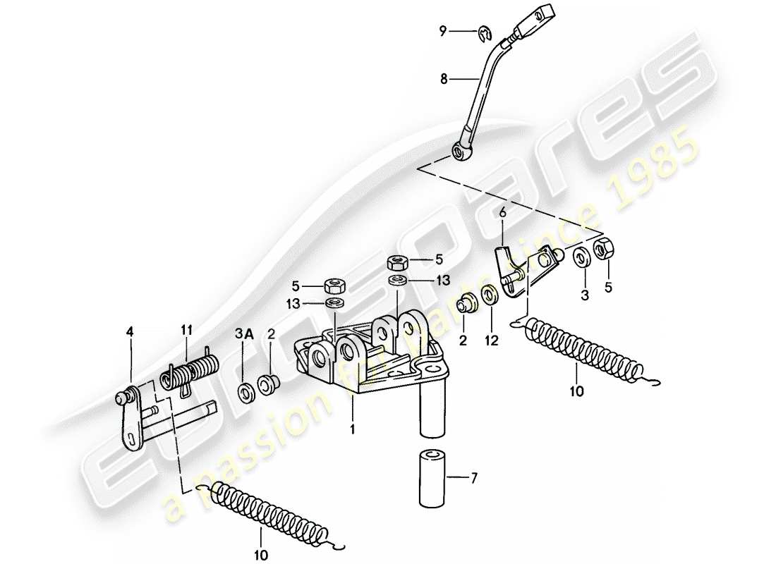 porsche 911 (1985) throttle linkage - bracket part diagram