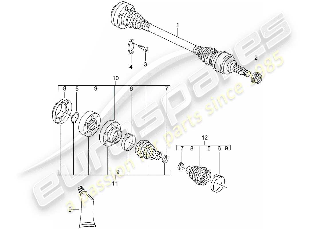 porsche 2003 (cayenne e1 9pa) drive shaft part diagram