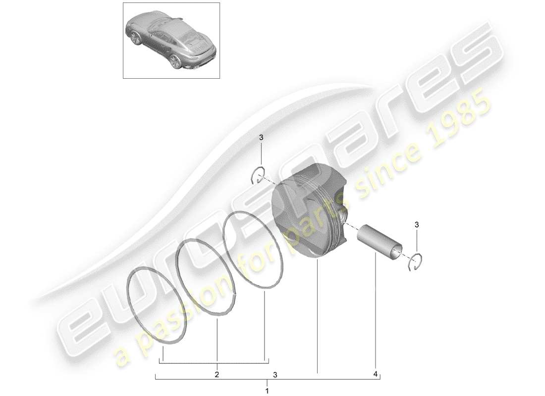 porsche 2016 (991-1 turbo) piston part diagram