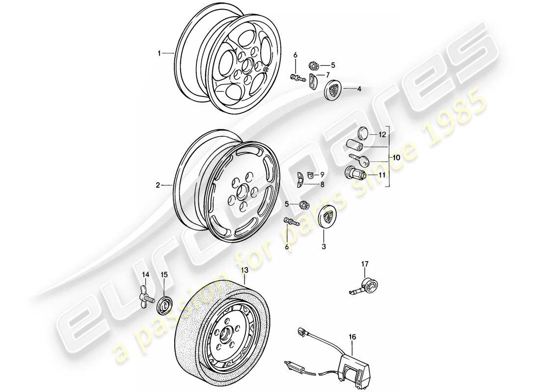 porsche 1986 (944) disc wheel - d - mj 1987>> parts diagram