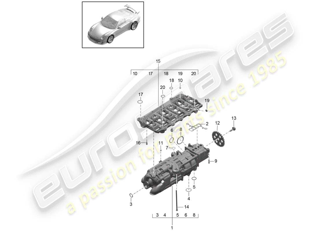porsche 2019 (991-2 r/gt3/rs) oil pump part diagram