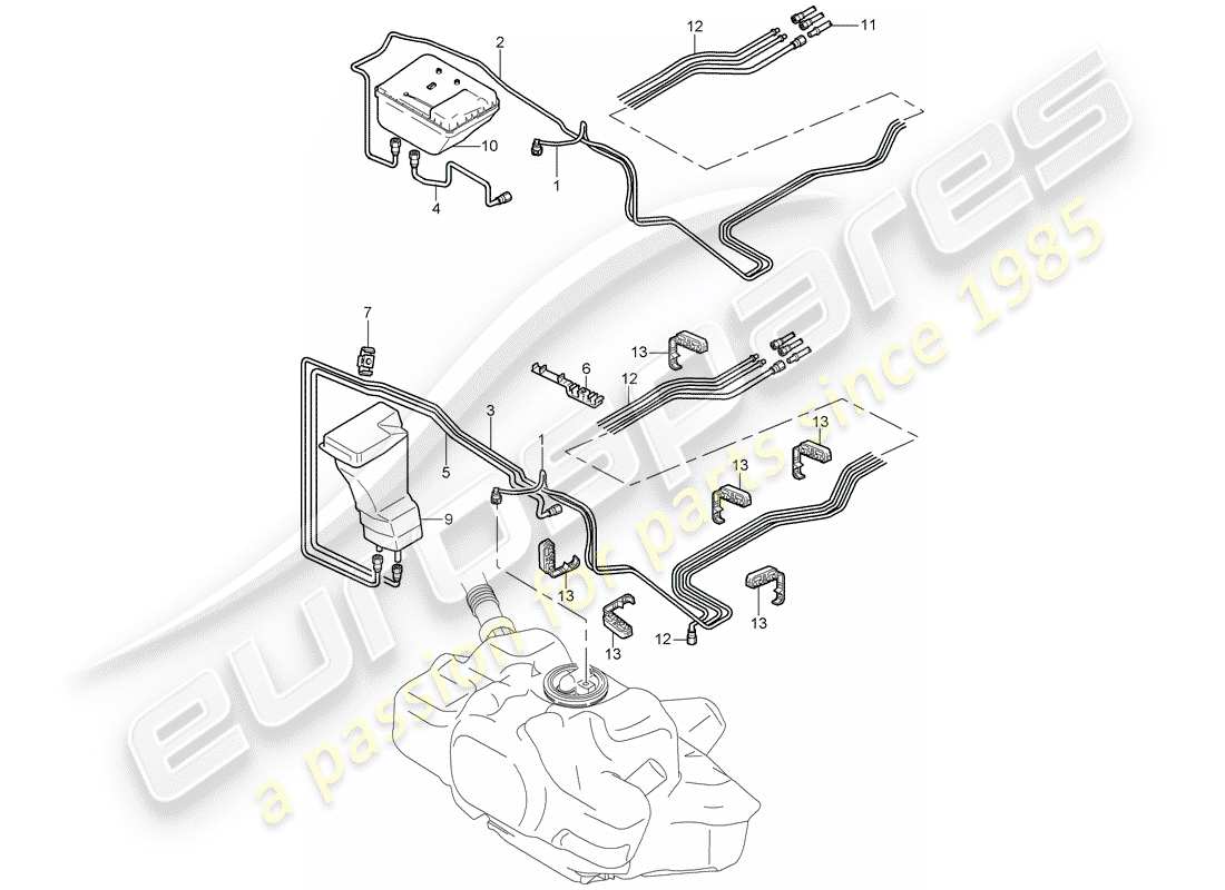 porsche 2010 (997-2 gt3) fuel system parts diagram