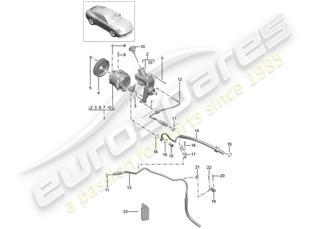 porsche 2018 (991-2) hydraulic line parts diagram