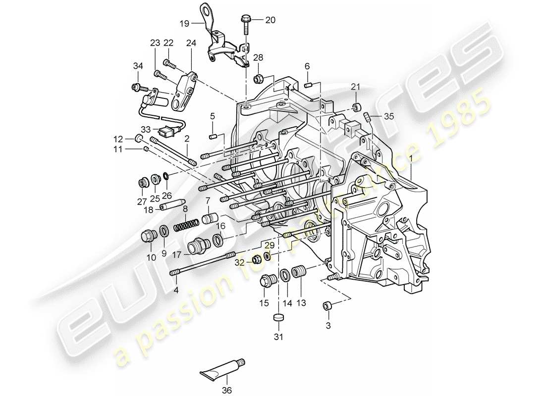 porsche 2011 (997-2 gt3) crankcase parts diagram
