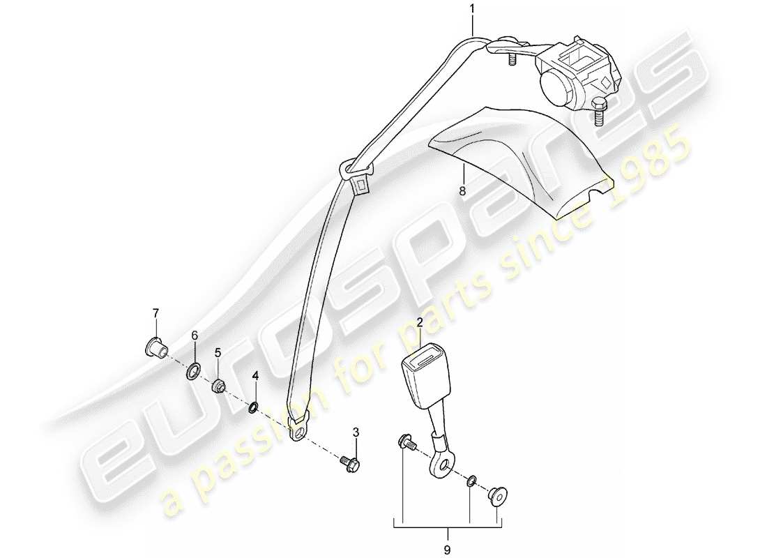 porsche 2006 (carrera gt) seat belt - 3-point automat. seat belt part diagram